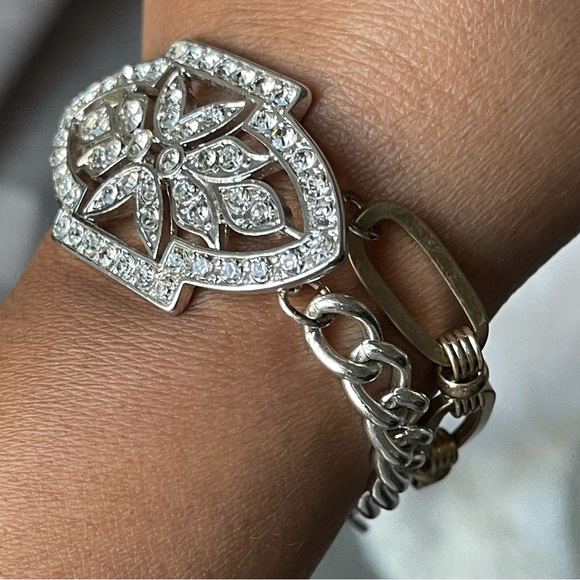 The Limited | Two Tone Double-Chained Vintage Inspired Pave Crystals Bracelet - Picture 11 of 13